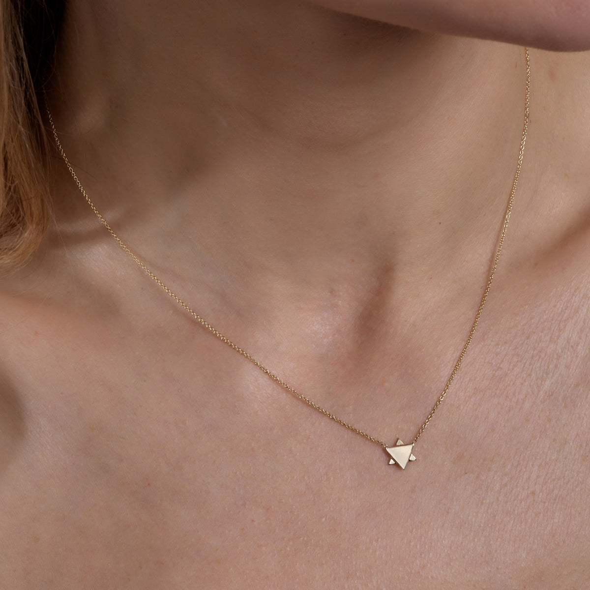 Elegant Star of David necklace - timeless symbolic jewelry on model's neck