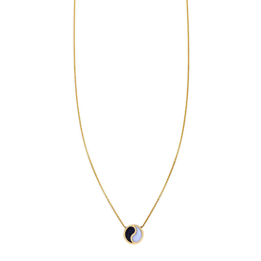 onyx _ white jade yin yang necklace PRN 535 ONYX
