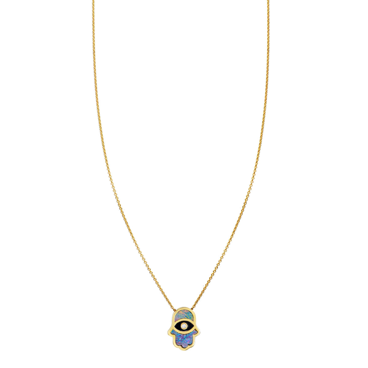opal hamsa onyx evil eye necklace