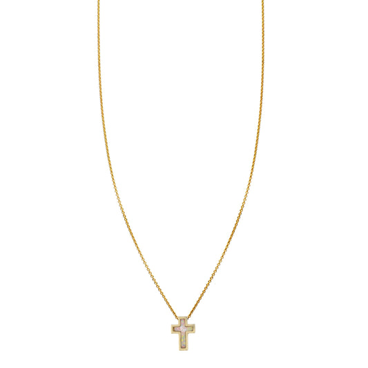 opal inlaid cross necklace