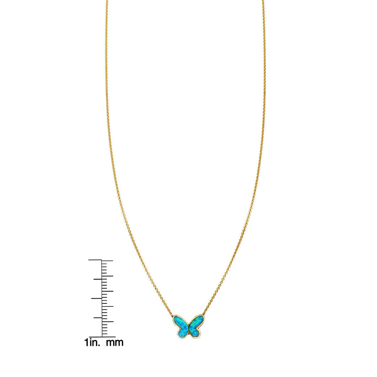 opal inlaid folded butterfly necklace