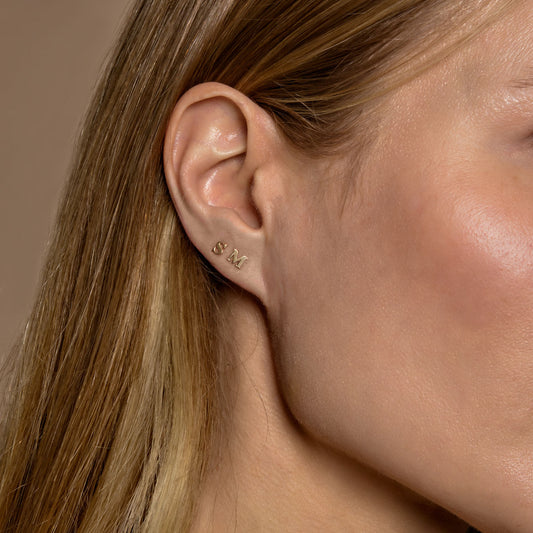 14k Gold Initial Earrings