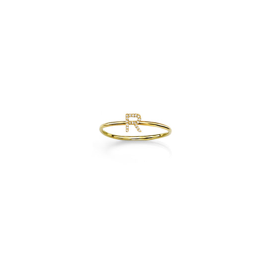 Pave diamond initial gold ring - sparkling personalized jewelry for women's elegant style