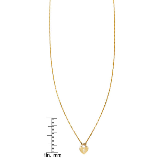 Tiny Gold Padlock Heart Necklace