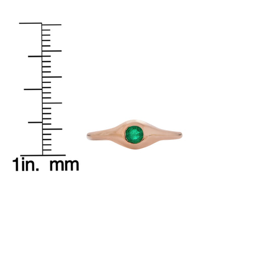 Small Round Emerald Signet Ring