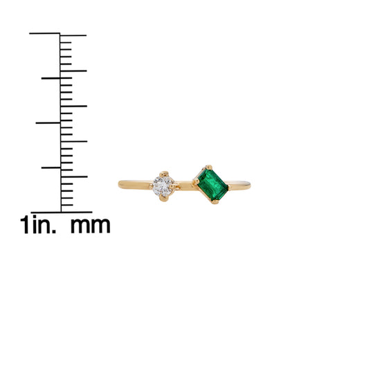 Sideways Emerald and Diamond Ring