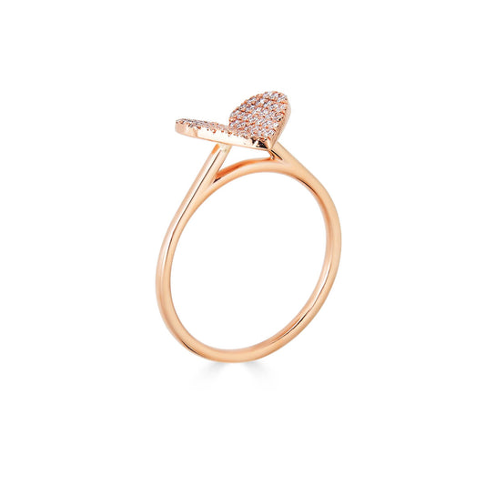 Large White Diamond Folded Heart Ring