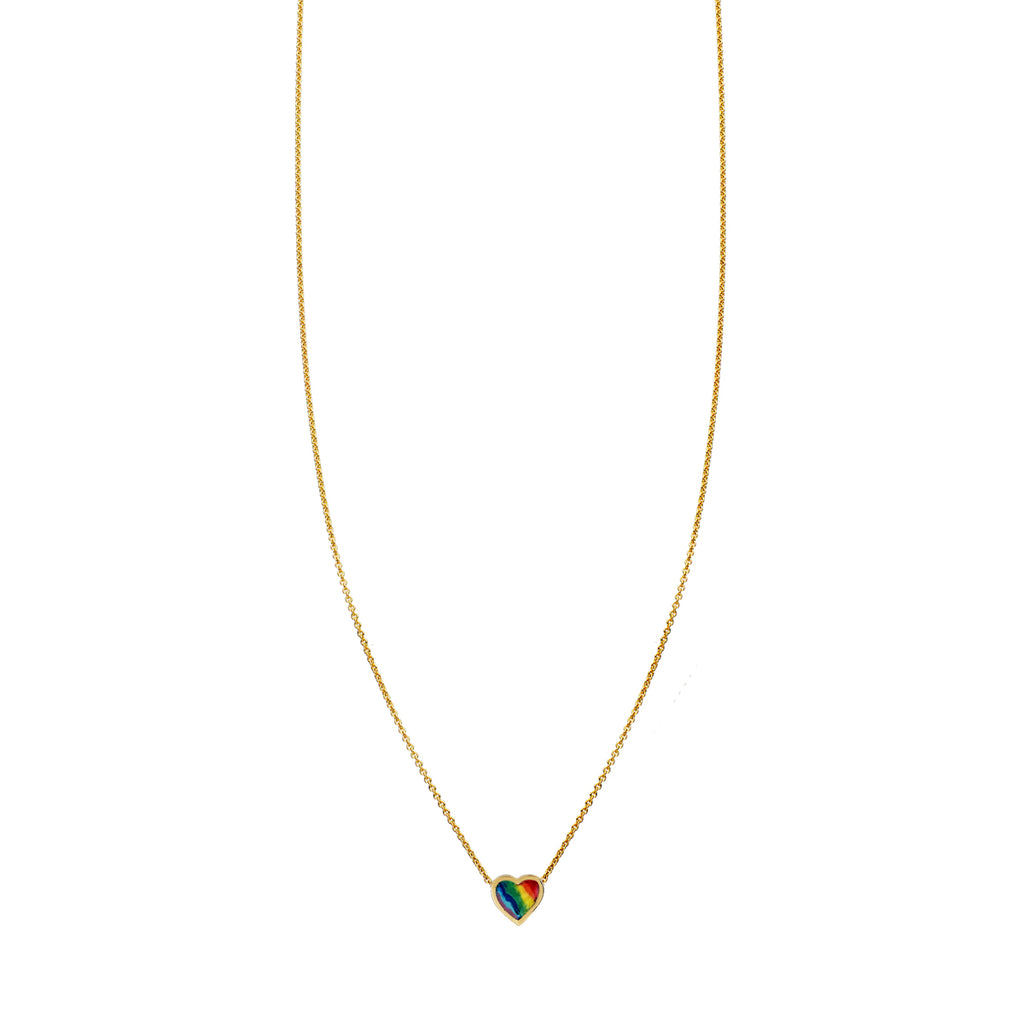 rainbow enamel heart necklace _1