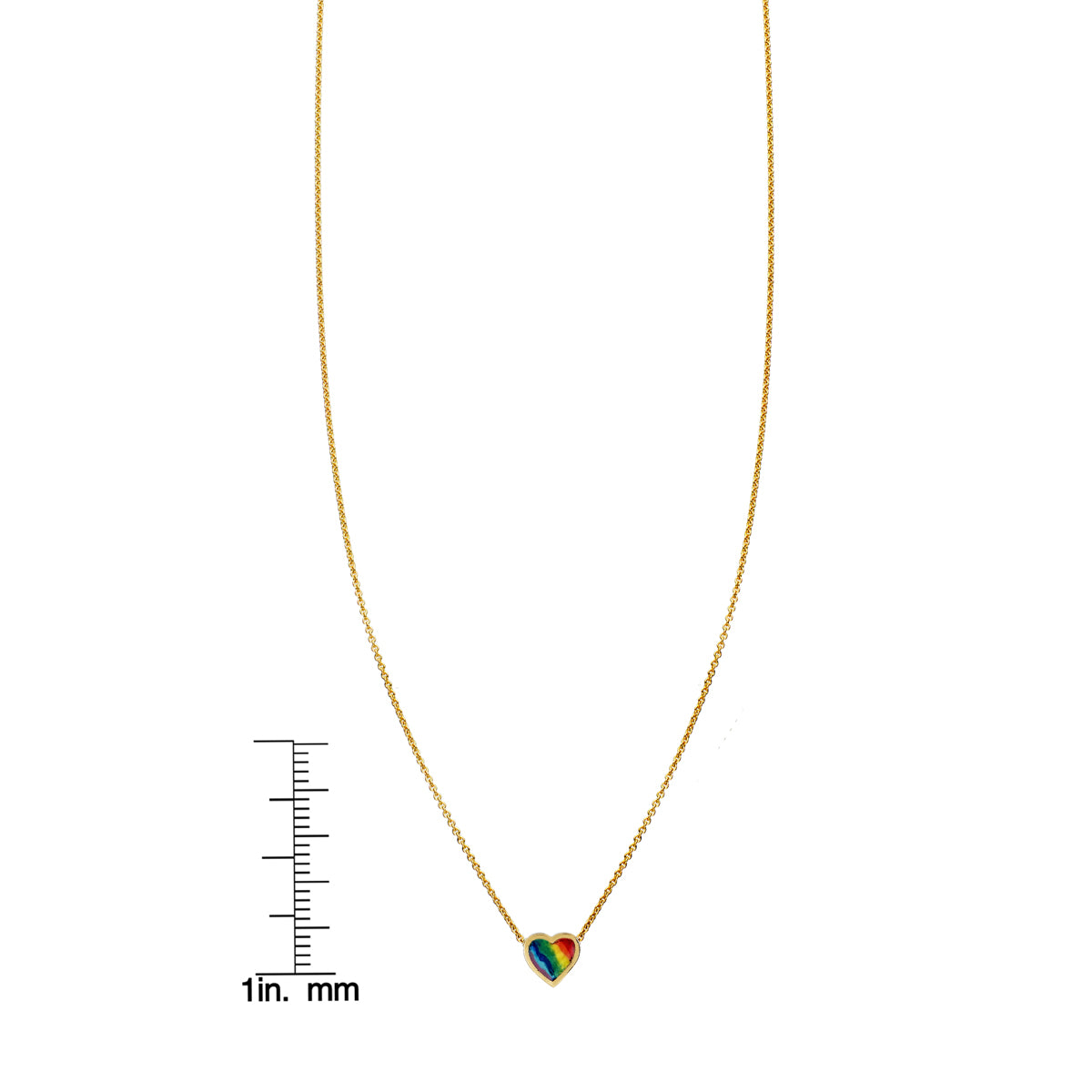 rainbow enamel heart necklace