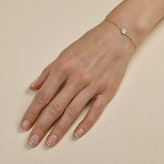 Round Turquoise & Gold Bracelet