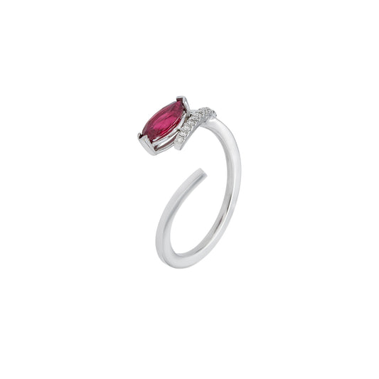 Ruby & Diamond Hybrid Open Twist Ring
