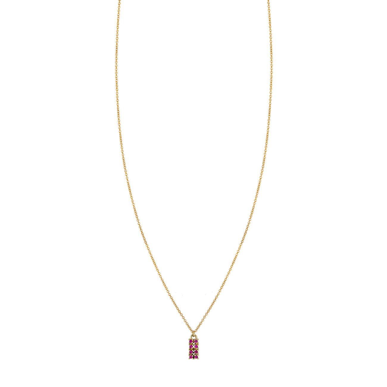 Ruby & Gold Tag Necklace