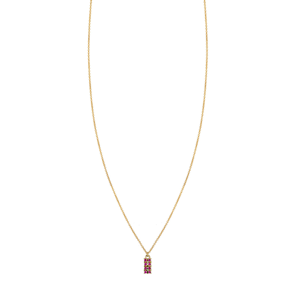 Ruby & Gold Tag Necklace