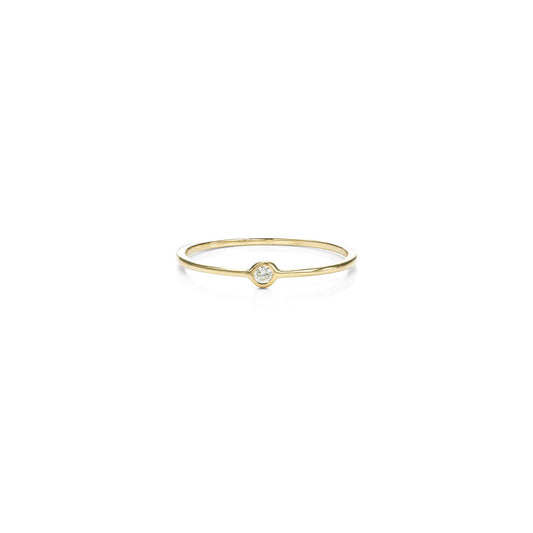 single diamond gold halo ring PRR 097 WD