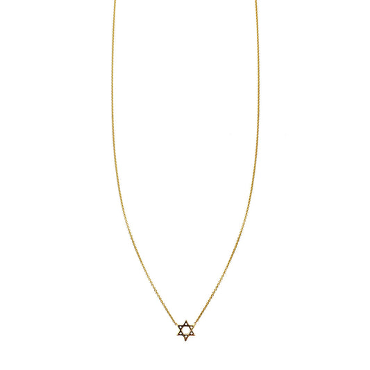 Petite gold Star of David charm necklace - delicate Jewish jewelry
