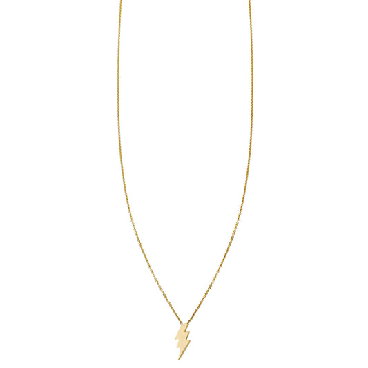 Dainty yellow gold lightning bolt necklace - minimalist energetic charm pendant