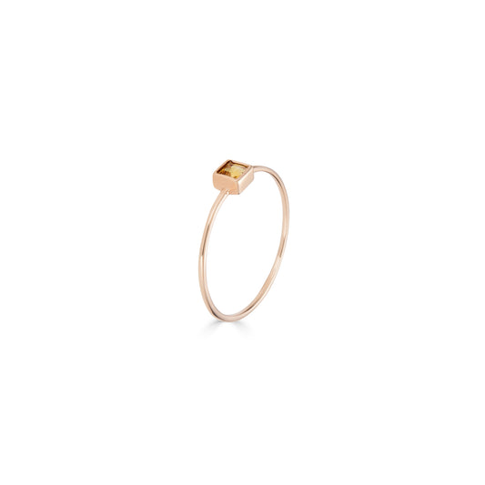 Square Cut Citrine Ring