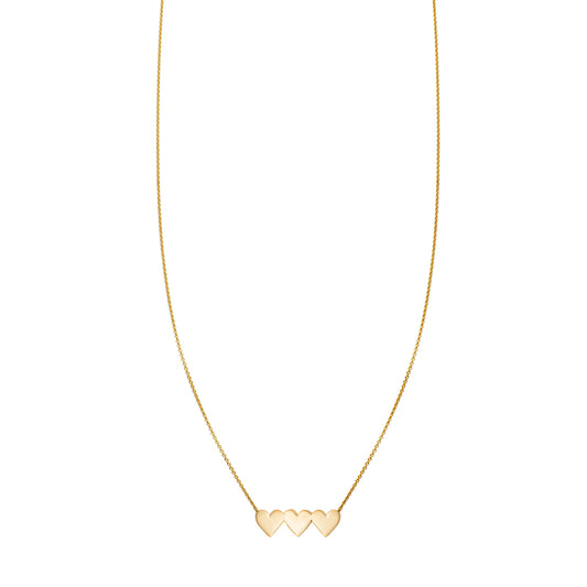 Gold three heart necklace - delicate triple heart pendant