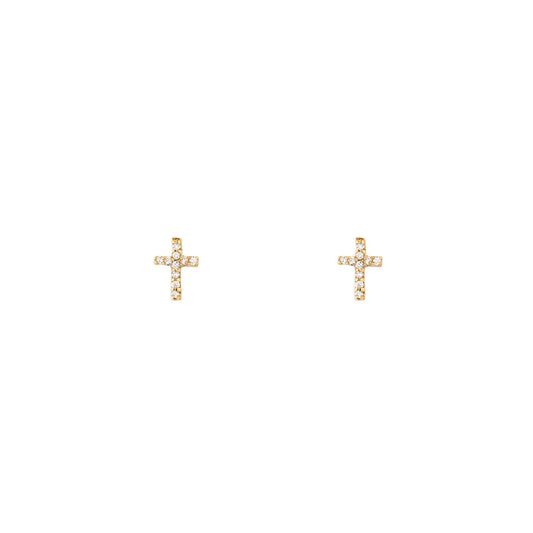 tiny diamond cross earrings PRE 392 14KY_d1895900 1d7a 4020 bd96 b3c6b34ccdbe
