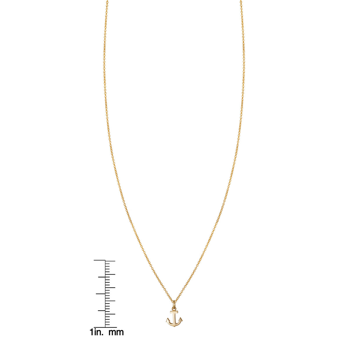 14k gold tiny anchor necklace with ruler (PRN387), nautical-themed jewelry.