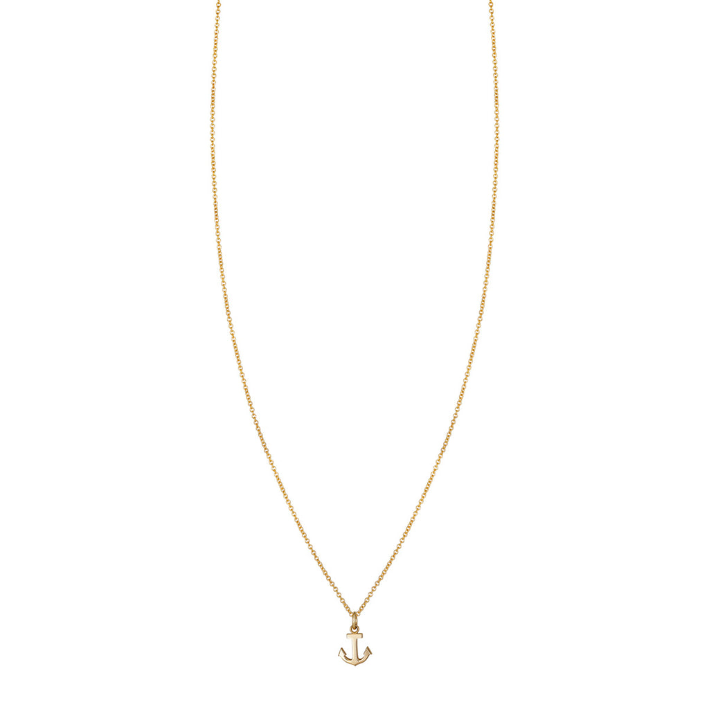 14k gold tiny anchor necklace (PRN387), nautical-themed jewelry.