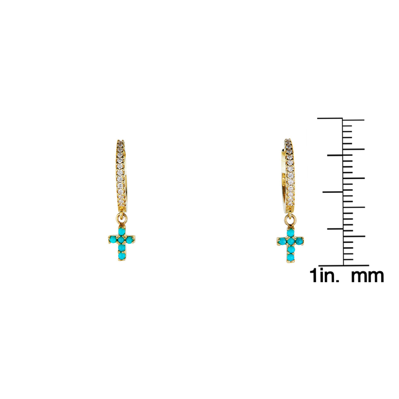 tiny turquoise cross diamond hoop earrings_1