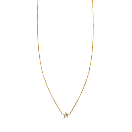Dainty white diamond gold star necklace - minimalist celestial jewelry