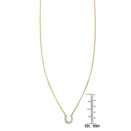 Tiny White Diamond Lucky Horseshoe Necklace