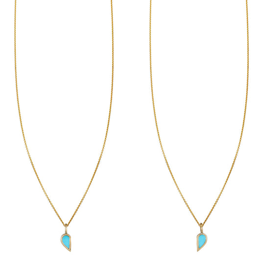 Turquoise Heart Best Friend 2-Piece Gold Necklace