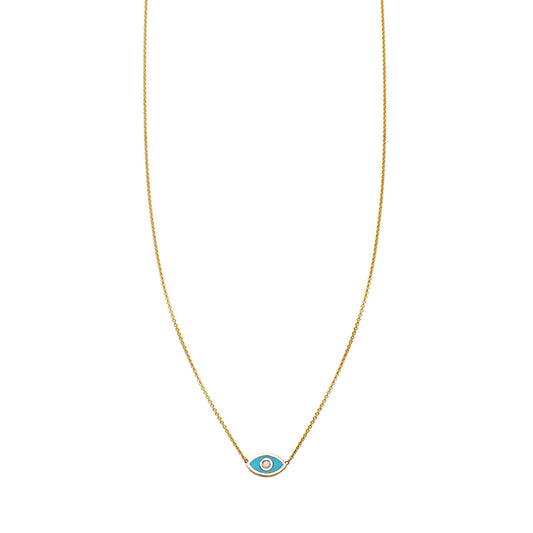 Turquoise diamond evil eye necklace - protective charm with sparkling blue elegance