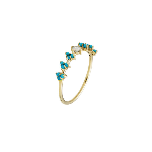 Turquoise & Diamond Laurel Ring