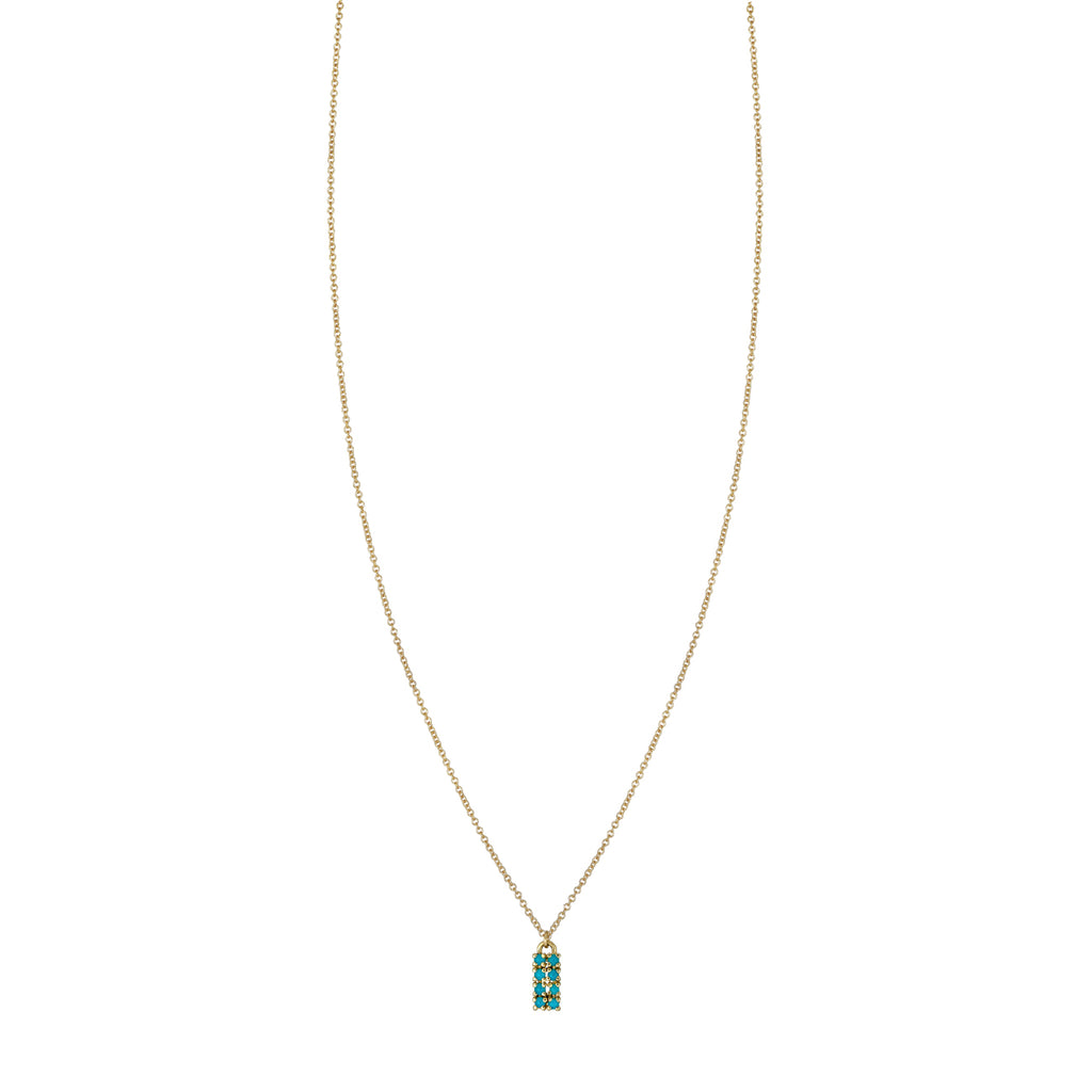 Turquoise & Gold Tag Necklace