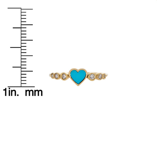 Turquoise Heart & Diamond Ring