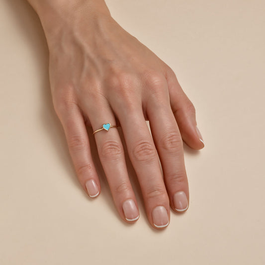 Turquoise Heart Gold Ring