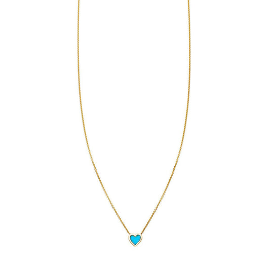 Delicate turquoise inlaid heart necklace - feminine boho jewelry