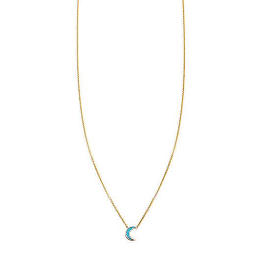 turquoise inlaid moon necklace PRN 375 TUR