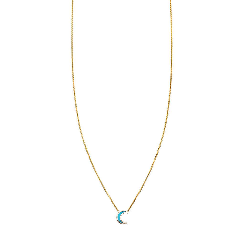turquoise inlaid moon necklace PRN 375 TUR