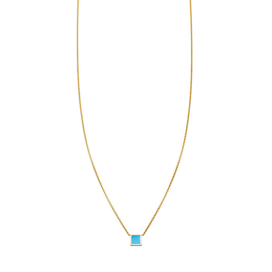 turquoise inlaid square necklace PRN 505 TUR