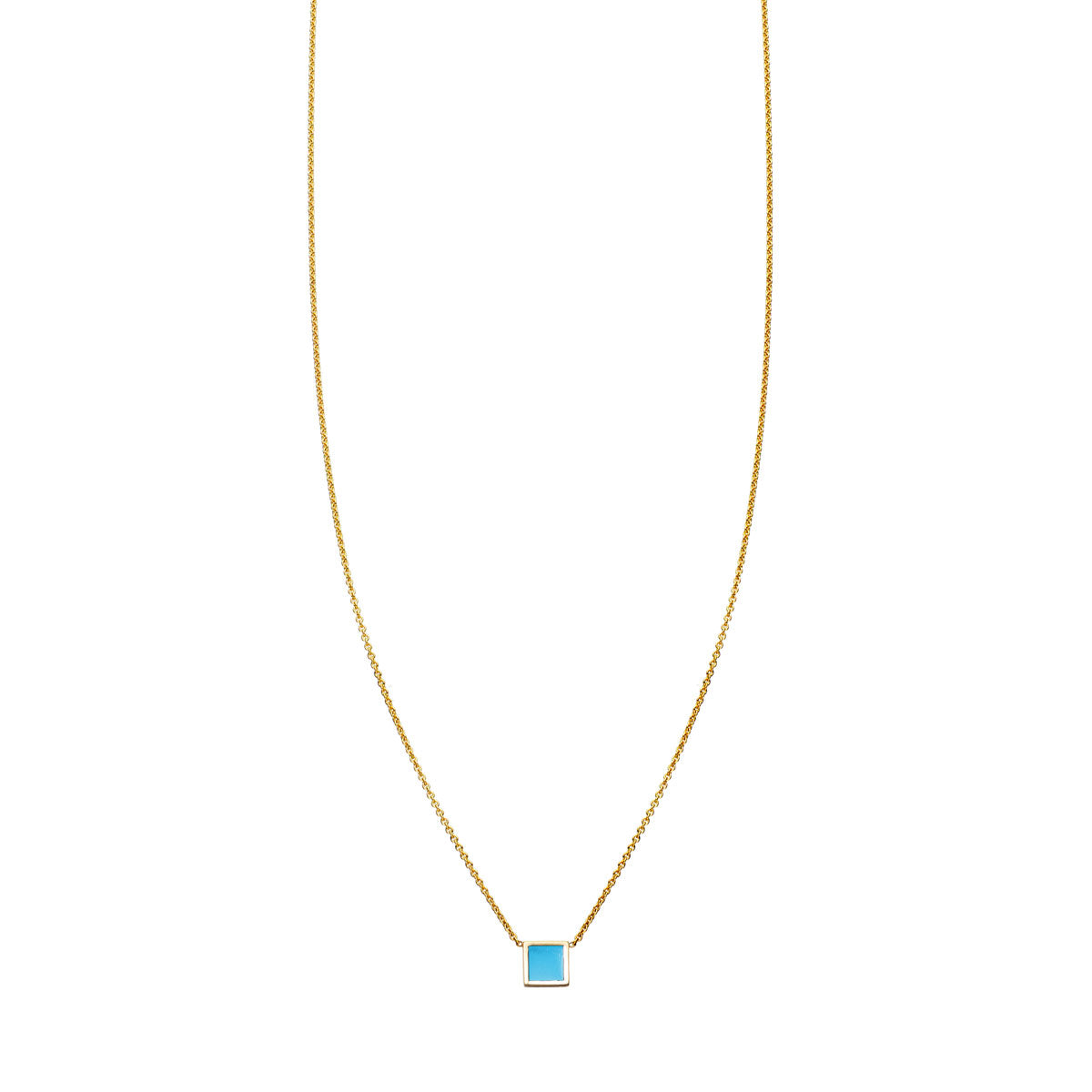 turquoise inlaid square necklace PRN 505 TUR