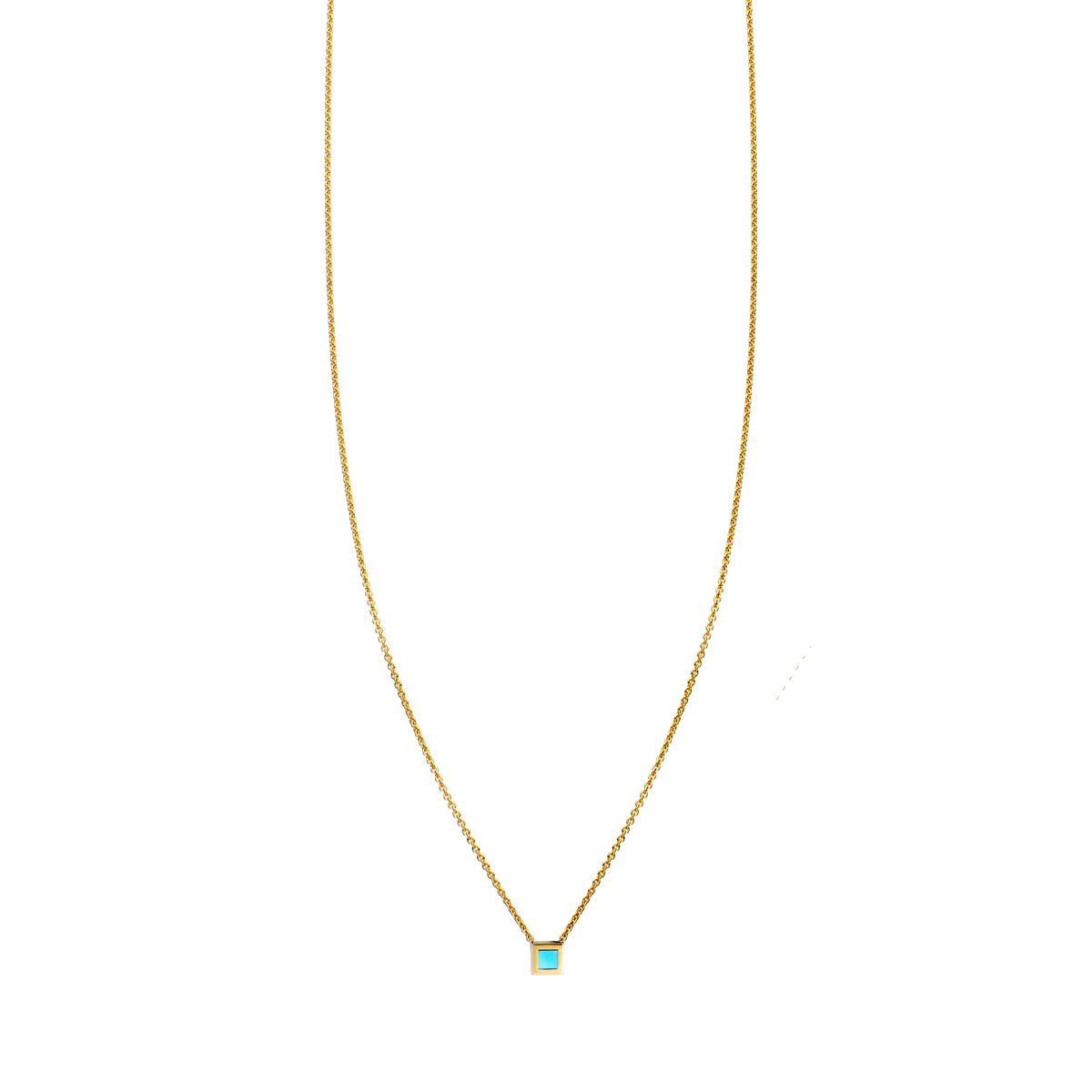 turquoise inlaid tiny square necklace_1