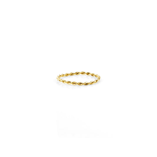 twisted thin gold wire band ethereal ring PRR 027 14KY