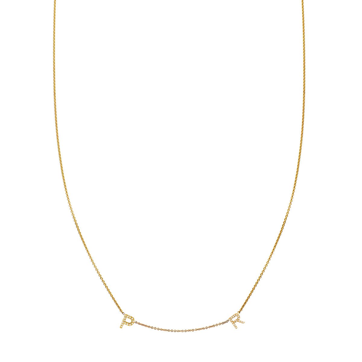 Two-letter diamond gold initial necklace - personalized monogram pendant