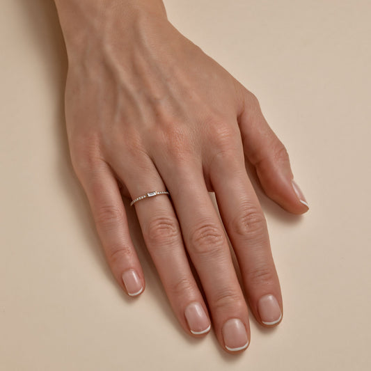 White Baguette Diamond Ring