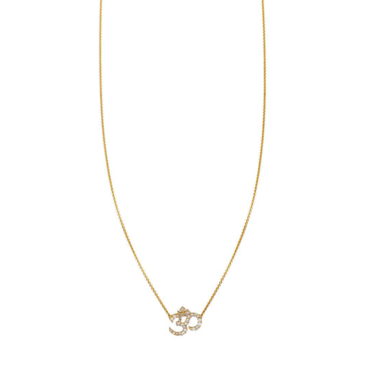 white diamond gold ohm necklace