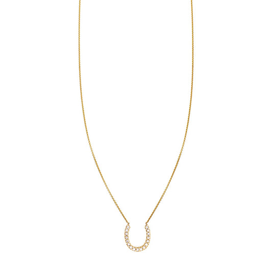 white diamond lucky horseshoe necklace prn 480 14wd
