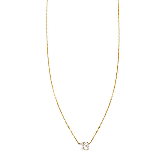 white diamond number 13 necklace PRN 043 WD