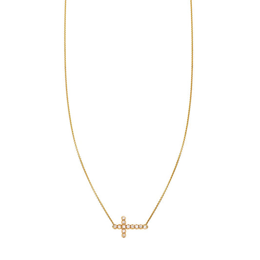 white diamond sideways cross necklace prn 486 wd