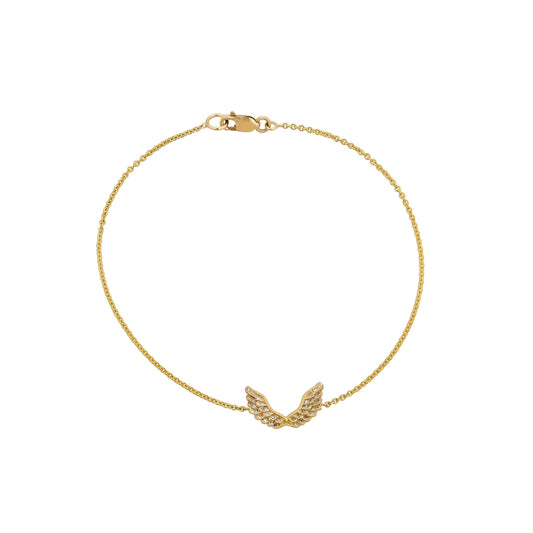 white diamond tiny angel wing bracelet_1