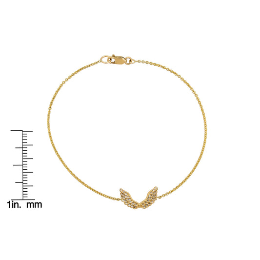 White Diamond Tiny Angel Wing Bracelet