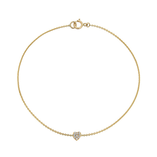 Dainty white diamond tiny heart bracelet - delicate everyday jewelry